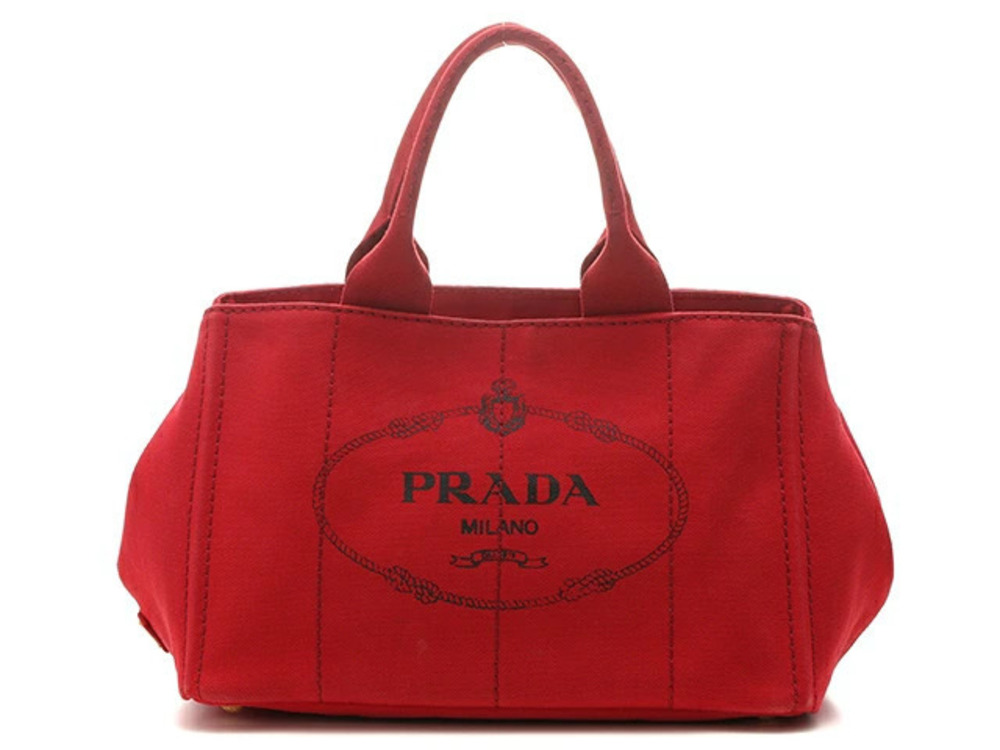 Prada Canapa Handbag Red Canvas